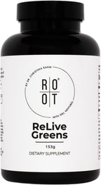 Root Relive Greens by Dr. Rahm's | Superalimento Verde con Verduras de Hoja Verde, Frutas y Fibras - 153g