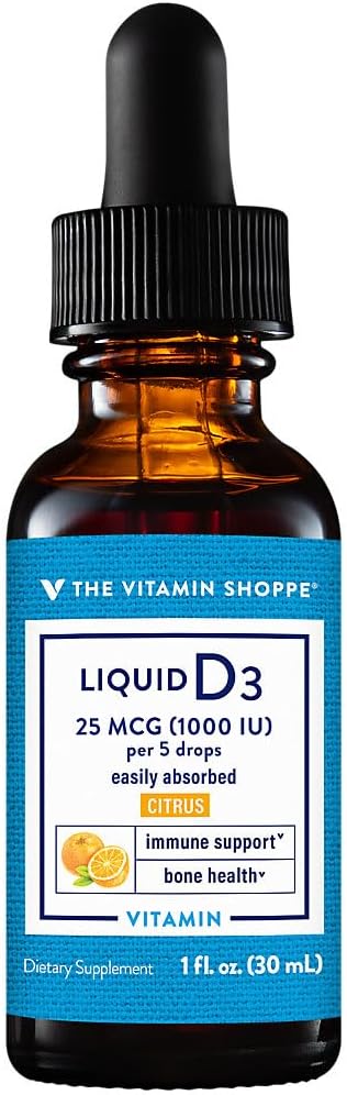 The Vitamin Shoppe Vitamina D3 Líquida 1000 UI, Sabor Cítrico, 30 ml