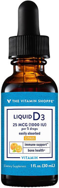 The Vitamin Shoppe Vitamina D3 Líquida 1000 UI, Sabor Cítrico, 30 ml