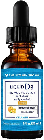 The Vitamin Shoppe Vitamina D3 Líquida 1000 UI, Sabor Cítrico, 30 ml