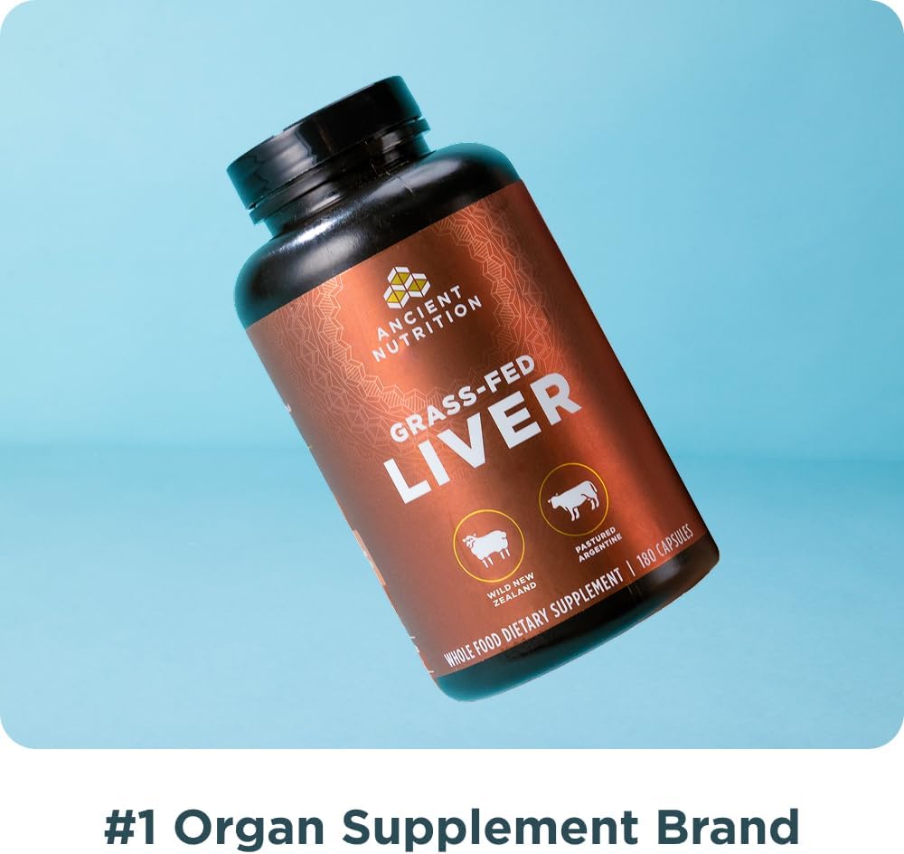 Ancient Nutrition - Suplemento de Órganos, Hígado de Res y Cordero, 180 Cápsulas