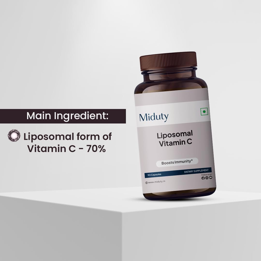Miduty Vitamina C Liposomal - Sin Gluten - No Transgénico - 90 Cápsulas
