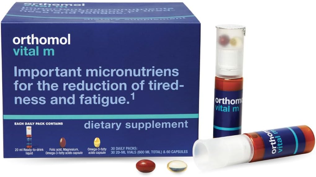 Orthomol Vital M – Multivitamínico diario para hombres, 30 días, Líquido + Cápsulas