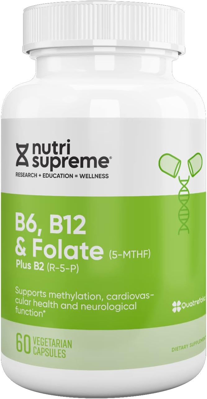 Nutri Supreme, Folato con B6 y B12, Ayuda a Mantener Niveles Normales de Homocisteína y Salud Cardiovascular, 60 Comprimidos, Certificado Kosher