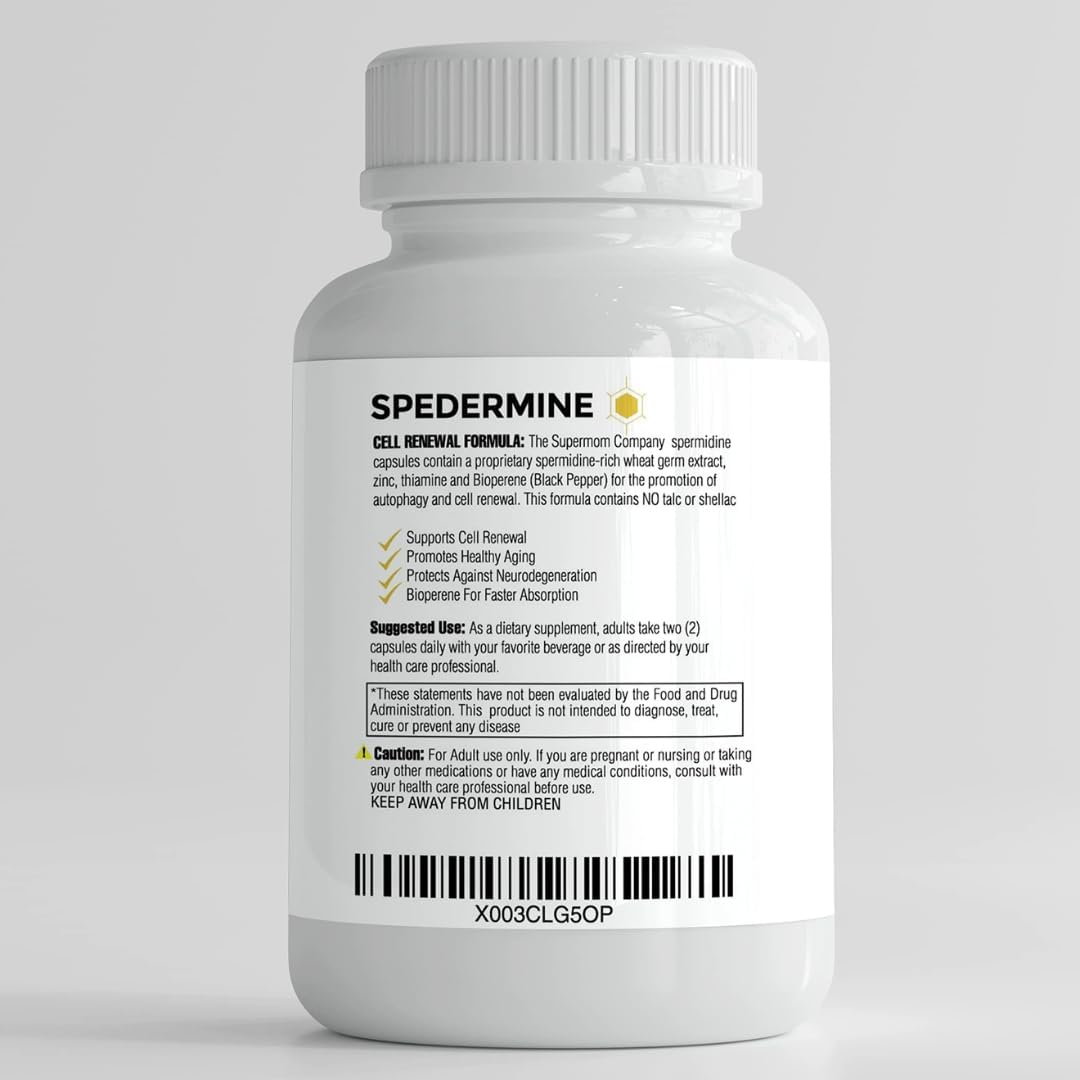Suplemento de Espermidina – 120 Cápsulas Vegetales – Extracto de Germen de Trigo con 1000 mg de Espermidina, Mejorado con BioPerine – Paquete de 2
