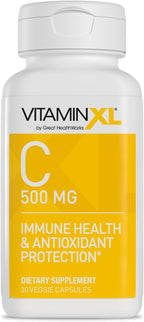 OmegaXL VitaminXL Vitamina C 500 mg, 30 Cápsulas Veganas