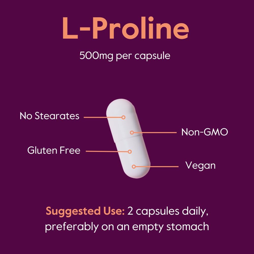 BESTVITE L-Prolina 500mg (240 Cápsulas Vegetarianas) - Sin Estearatos - Sin Rellenos - Vegano - Sin Gluten - No OGM