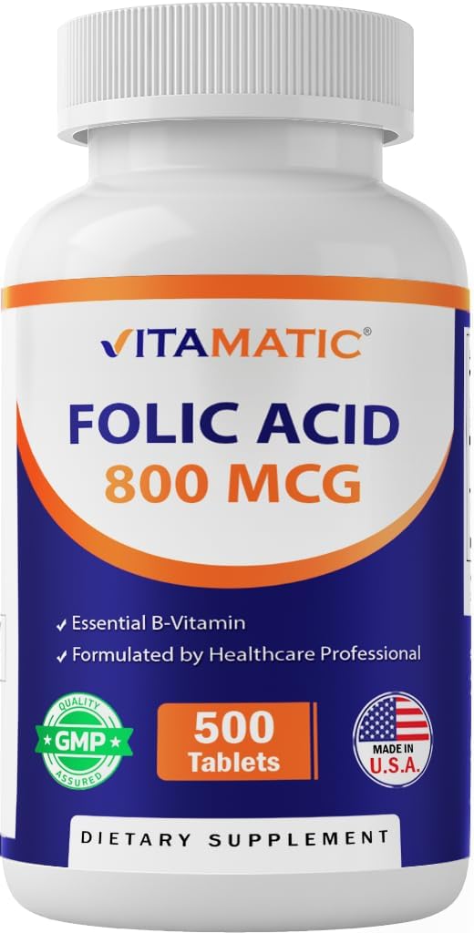 Vitamatic Ácido Fólico 800 mcg - 500 Comprimidos Vegetarianos - Vitamina B9