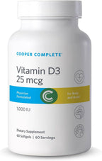 Cooper Complete Vitamin D3 1000 UI (Cholecalciferol), 60 Softgels, 2 Pack