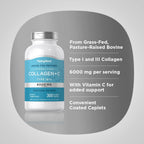 Piping Rock Collagen Peptides Plus Vitamin C 6000mg, 300 Tablets - Hydrolyzed Type I & III, Non-GMO, Gluten-Free