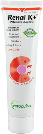 Vetoquinol Renal K - Suplemento de Potasio para Perros y Gatos - Gel Sabor Maple - 5 oz