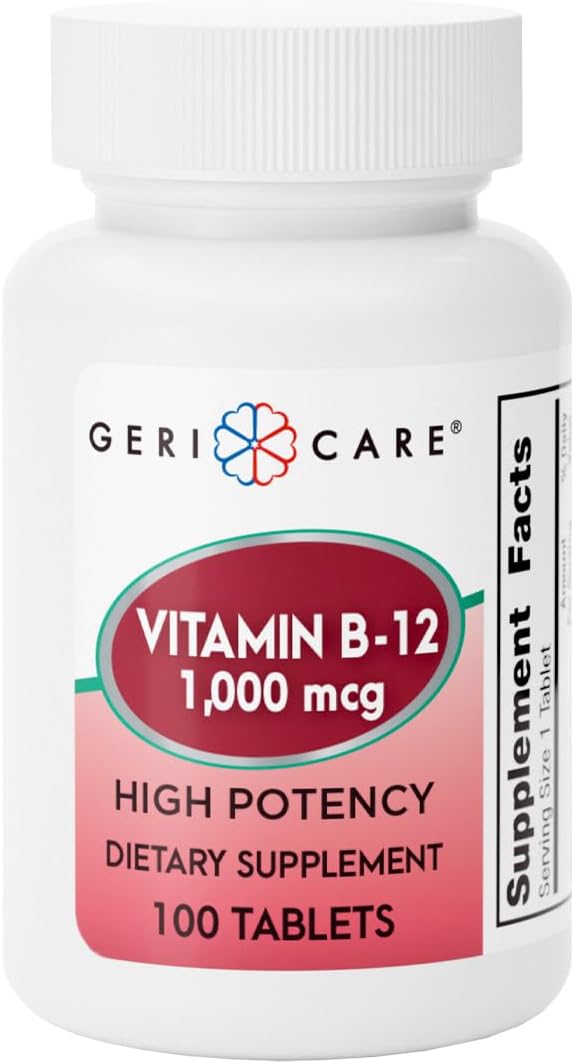 GeriCare Vitamina B12 1000mcg - 100 Comprimidos para Energía y Sistema Nervioso