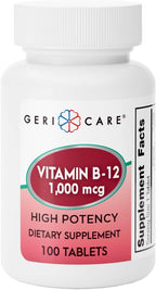 GeriCare Vitamina B12 1000mcg - 100 Comprimidos para Energía y Sistema Nervioso