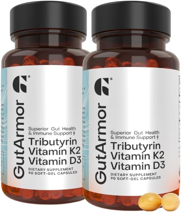 Salud Digestiva y Cardíaca + Apoyo Inmunológico - Butirato Puro 350mg, Vitamina D3 2000UI, Vitamina K2 120mcg - 60 Cápsulas Blandas
