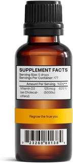 Advanced Trichology Vitamina D3 Líquida 5000 UI – Alta Absorción – 30 ml – 180 Dosis – Sin Gluten – Vegetariano