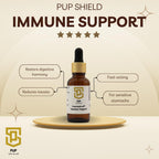 Pup Shield Fórmula de Apoyo Inmunológico Natural para Perros con Probióticos, Hoja de Olivo, Cola de Pavo y Equinácea, 30 Días