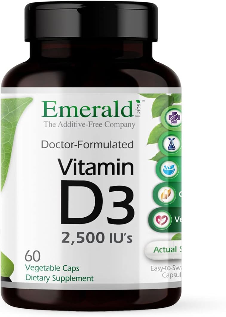 EMERALD LABS Vitamina D3 2.500 UI – 60 Cápsulas Vegetales
