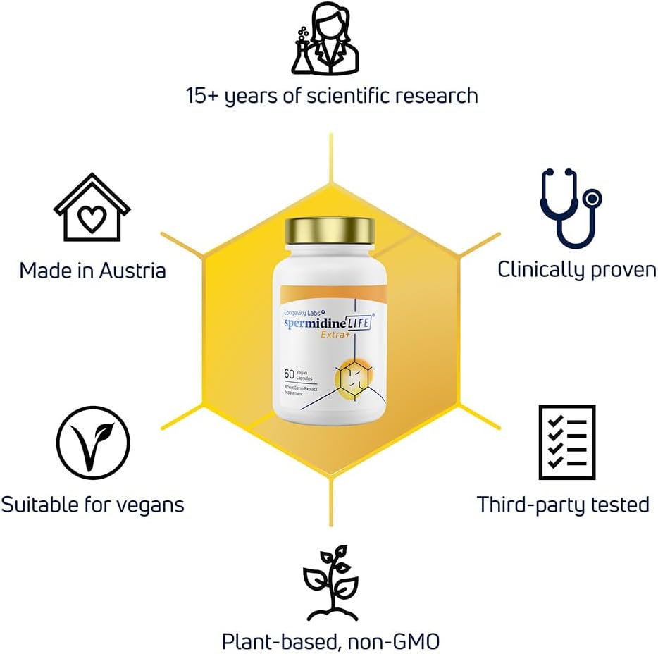 spermidineLIFE Natural - Suplemento de Espermidina y Zinc, 60 Cápsulas