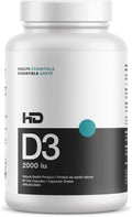 HD MUSCLE HealthHD D3 - 2000 UI Vitamina D3 - 90 Cápsulas