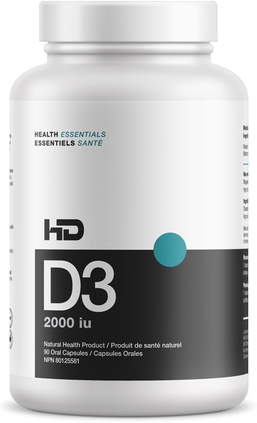 HD MUSCLE HealthHD D3 - 2000 UI Vitamina D3 - 90 Cápsulas