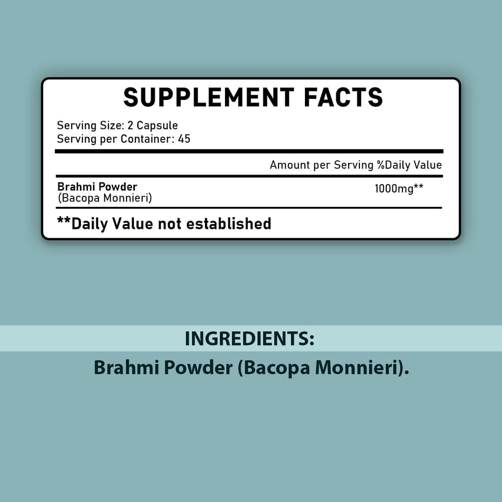 Brahmi Tablets - 90 Tablets, 1000 mg - Bacopa Monnieri - mi Nature
