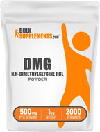 DMG en polvo - N,N-dimetilglicina HCl, 500mg por porción, 500g - BulkSupplements