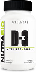 NutraBio Vitamin D (2000 UI) - 90 Cápsulas Vegetales - Apoyo Inmunitario