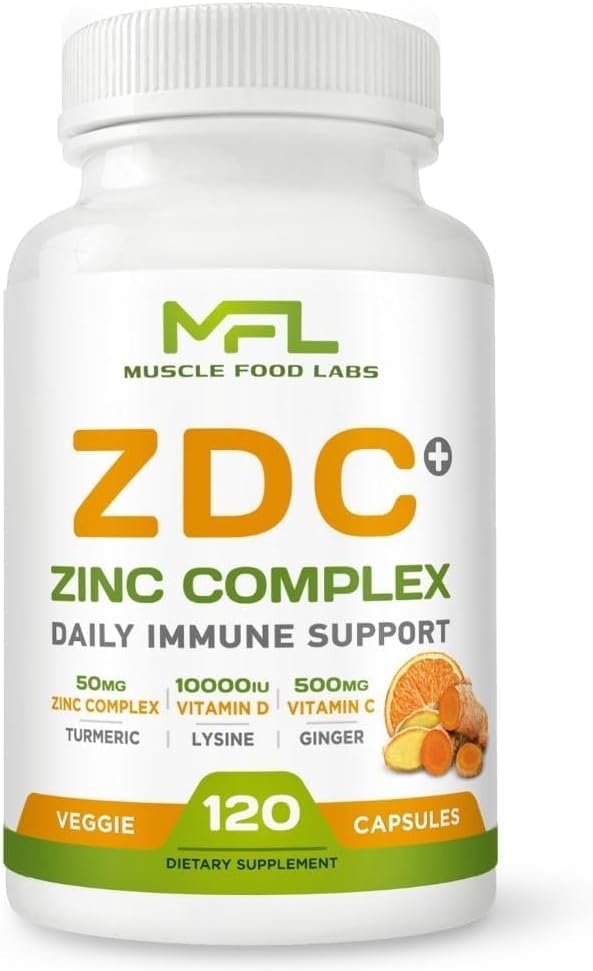 Z D C Plus | Vitamina C 500mg, D3 250 IU, Zinc 25mg | 120 Cápsulas Veganas