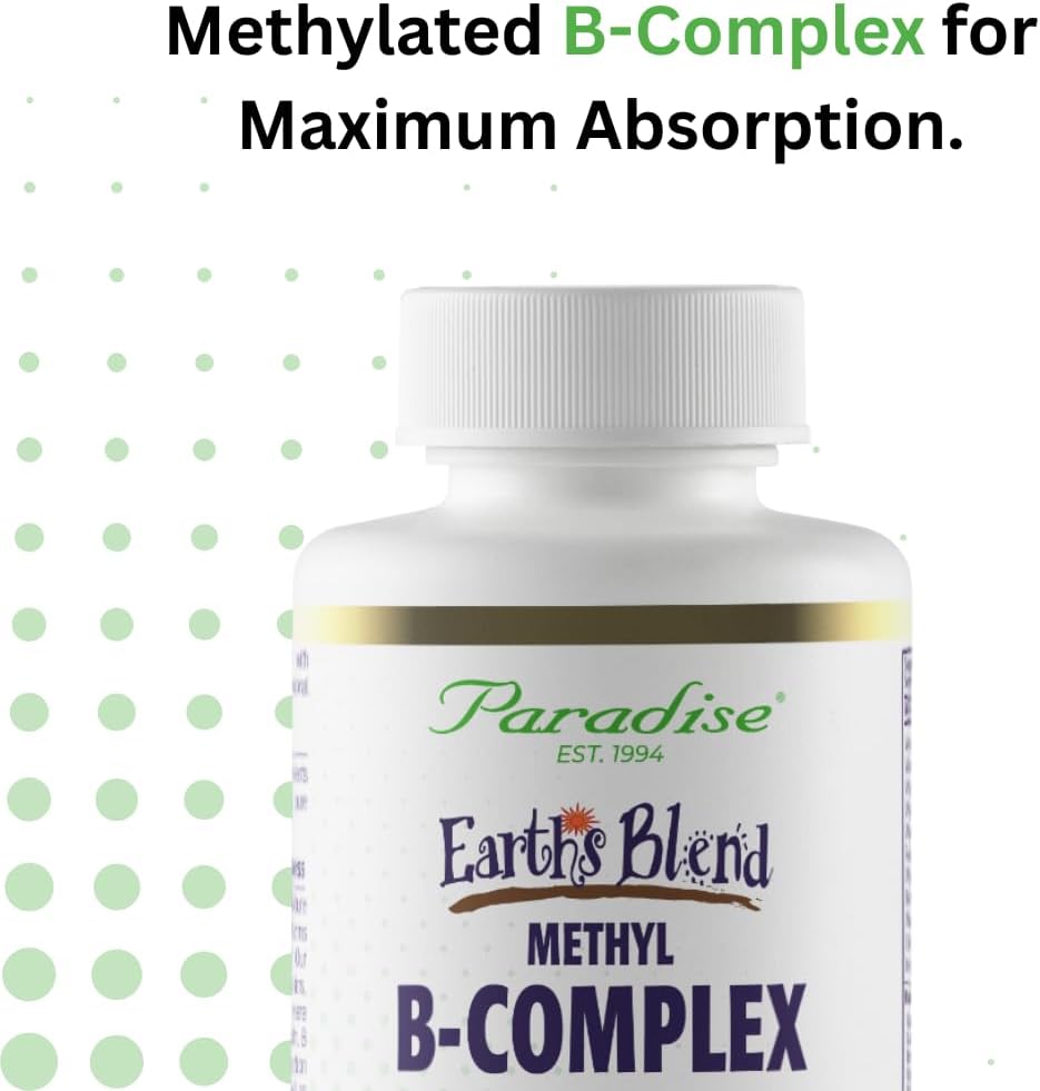 Paradise Herbs Earth's Blend B-Complex - Formas metiladas y enzimáticamente activas de vitaminas B + superalimentos, 60 cápsulas