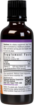Bluebonnet Nutrition Vitamin D3 Drops 5000 IU, Citrus Flavor, 30 ml