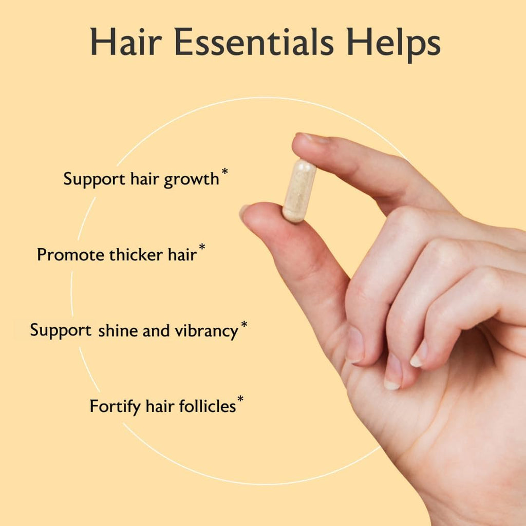 Alaya Hair Essentials - Suplemento Capilar con Biotina, Queratina, Folato, Vitamina B12, B6 - Probado en Laboratorio - Sin Gluten - 30 Días