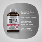 Piping Rock Multivitamínico para Hombres 50+ | 200 Comprimidos | Magnesio, Calcio, Zinc | No-GMO, Sin Gluten