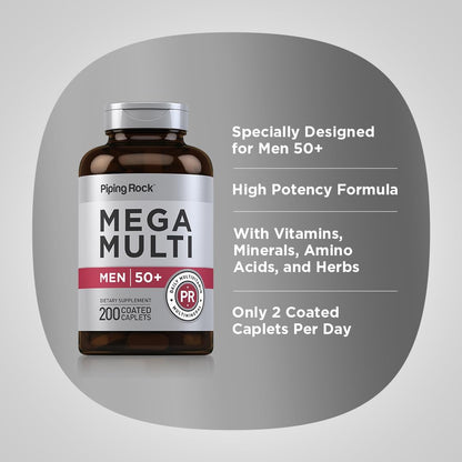 Piping Rock Multivitamínico para Hombres 50+ – Fórmula adaptada: Incluye Bio-Men's Blend y Amino Balanced Blend, – Image 4