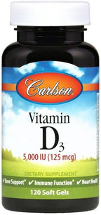 Carlson Labs Vitamina D3 5000 UI - 120 Cápsulas Blandas