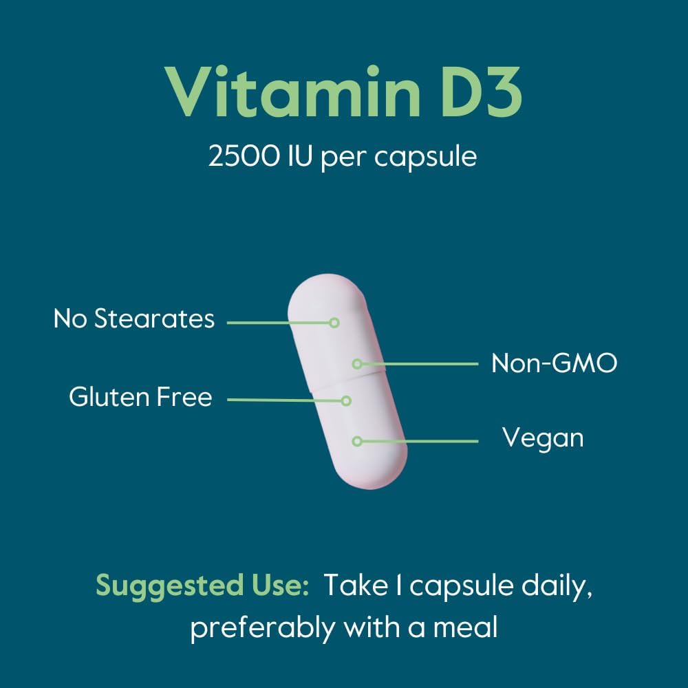 BESTVITE Vitamina D3 Vegana 2500 IU – 120 Cápsulas Vegetales