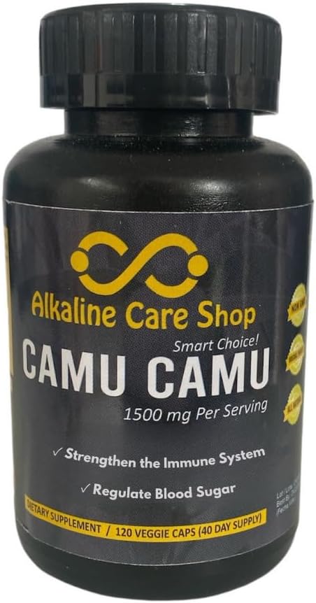 Alkaline Care | Vitamina C de Camu Camu, 1500mg | 100% Natural, Sin OMG, con Extracto de Camu Camu | Apoyo Inmunológico y Colágeno (120 Cápsulas Veganas)