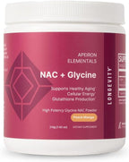 Apeiron Elementals NAC + Glycine Powder - 2500mg - Producción de Glutatión, Apoyo Inmunológico y Energía Celular