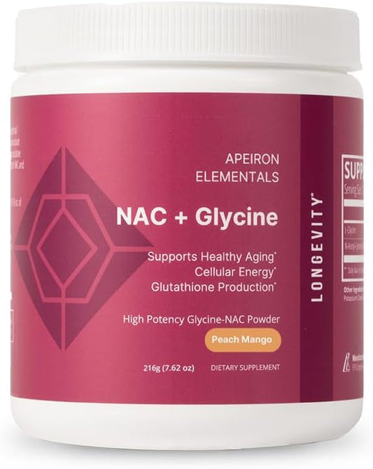 Apeiron Elementals NAC + Glycine Powder - 2500mg - Producción de Glutatión, Apoyo Inmunológico y Energía Celular