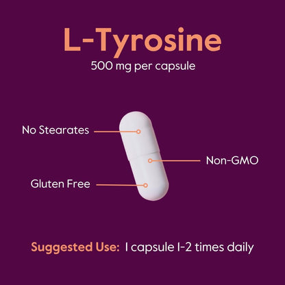 BESTVITE L-Tirosina 500mg (240 Cápsulas) - Sin Estearatos - No Transgénico - Sin Gluten – Image 5