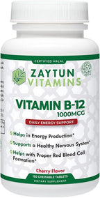 Zaytun Halal Vitamina B12 1000mcg - Comprimidos Masticables para Energía y Metabolismo