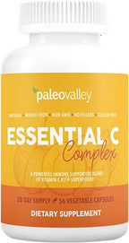 Paleovalley Essential C Complex - Vitamina C 450mg con Acerola, Camu Camu y Amla - Sin Sintéticos