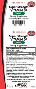 Vitamina D3 (Colecalciferol) 2000 UI, 50 Comprimidos