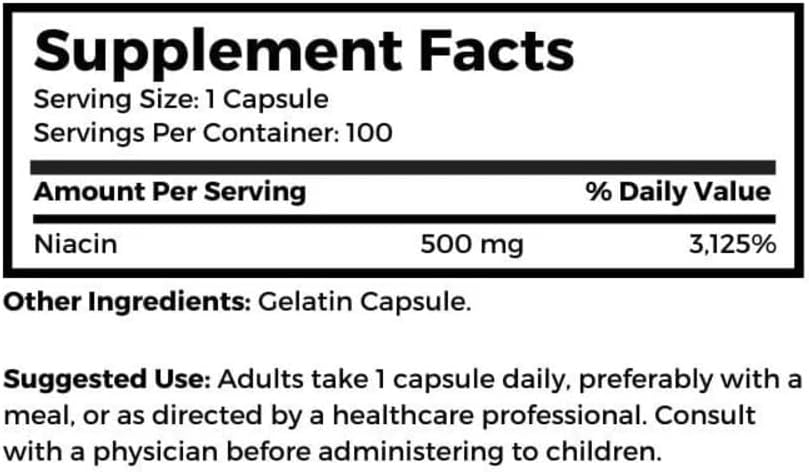 Dr Clark Niacina (Vitamina B3) 500 mg, 100 Cápsulas de Gelatina