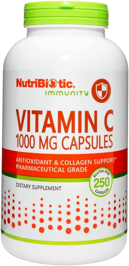 NutriBiotic Vitamina C 1000 mg, 250 Cápsulas – Funcionamiento normal del sistema inmunitario: Ayuda a mantener las – Image 1