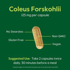 BESTVITE Coleus Forskohlii 125 mg - 20% Forskolina (120 Cápsulas Vegetarianas) - Con Forslean®