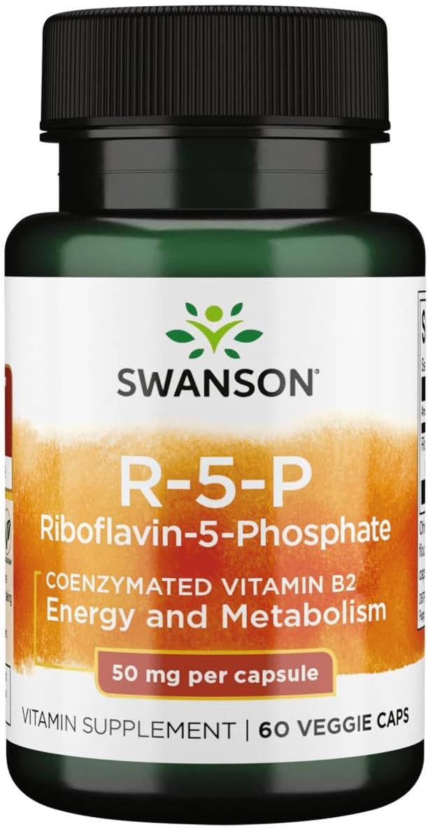 Swanson R-5-P (Riboflavina-5-Fosfato) - Complemento de Vitamina B2 para Energía, Metabolismo y Salud Visual - 60 Cápsulas