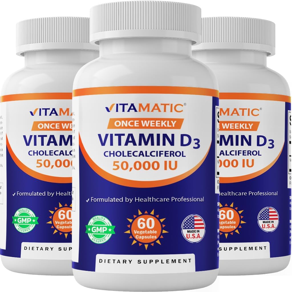 Vitamatic Vitamina D3 50,000 IU Una Vez por Semana, 60 Cápsulas Vegetales