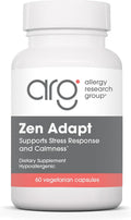 Allergy Research Group Zen Adapt - 200 mg L-Teanina, 125 mg Ashwagandha y 550 mg GABA - Apoyo al Estrés y la Calma - Cápsulas Vegetarianas - Fórmula Hipoalergénica - 60 Cápsulas