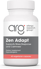 Allergy Research Group Zen Adapt - 200 mg L-Teanina, 125 mg Ashwagandha y 550 mg GABA - Apoyo al Estrés y la Calma - Cápsulas Vegetarianas - Fórmula Hipoalergénica - 60 Cápsulas