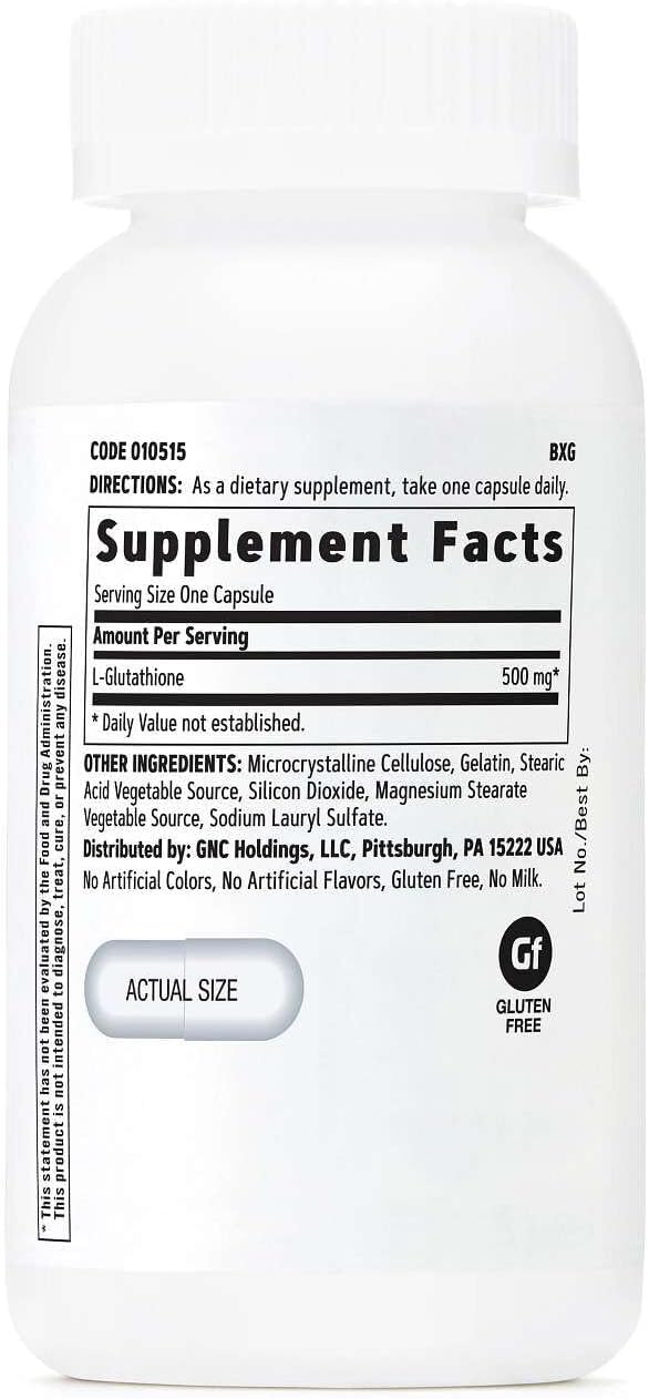 GNC Glutathione 500mg, 60 Cápsulas